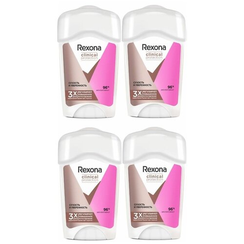 Антиперспирант Rexona Clinical Protection Сухость и уверенность крем, 45мл, 4 упаковки