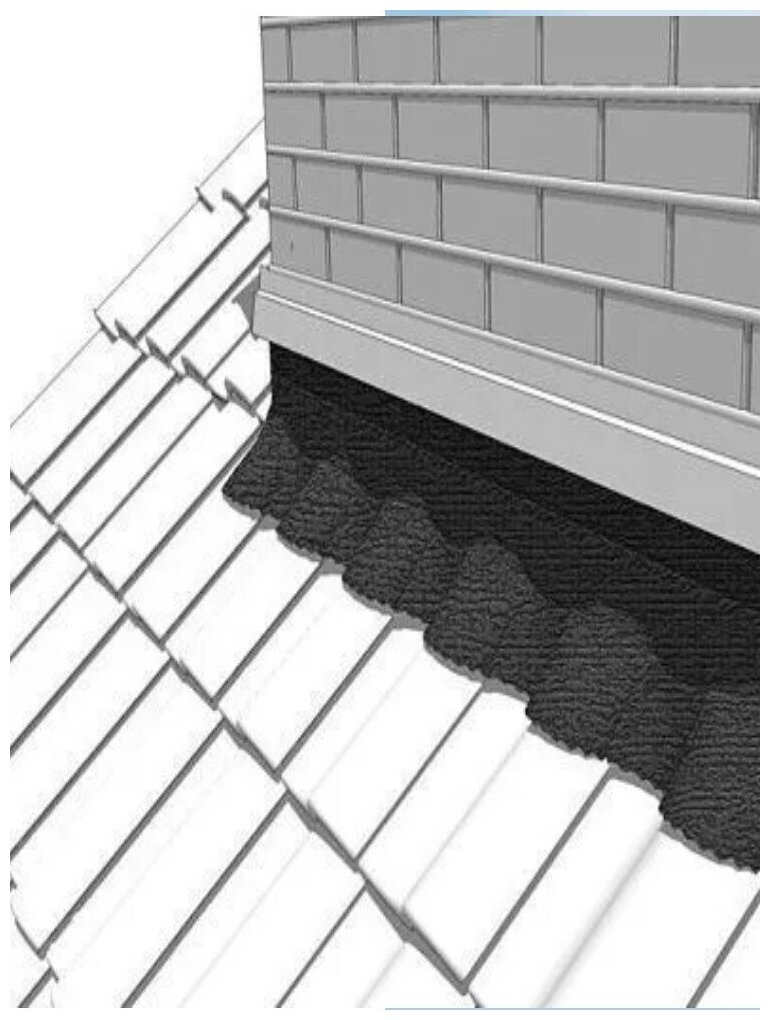 Лента примыкания 3Д Б (0,3х5м) для крыши (RAL 8019) коричневый - фотография № 4
