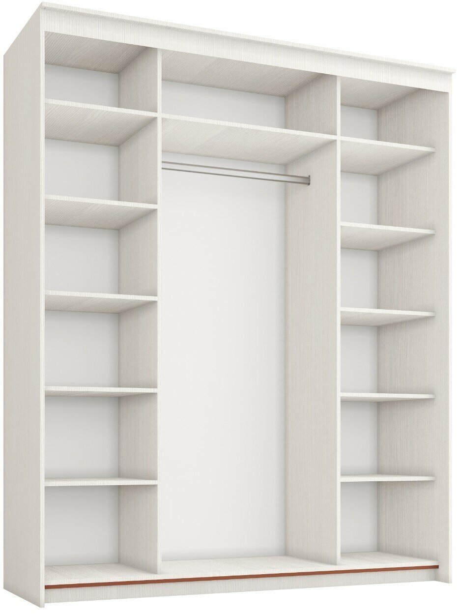 Шкаф купе, для одежды Андреас 4, Легкомаркет, 200х45х200, белье/платье/белье, бодега белая, ручка рейлинг — фото 1