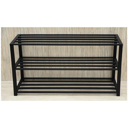 Обувница этажерка подставка для обуви 1100 300 590 металлическая черная в стиле Лофт