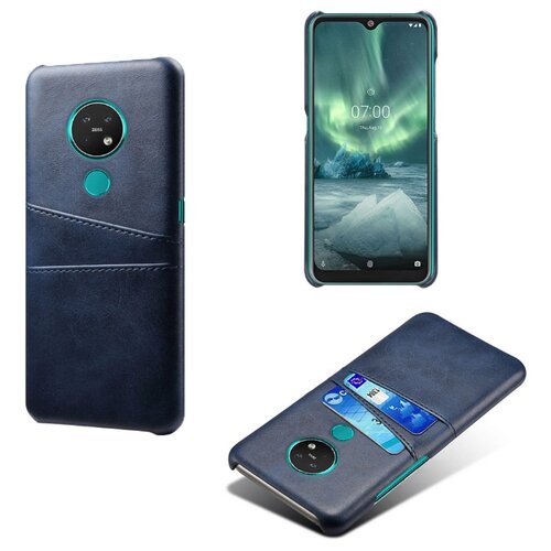 фото Чехол панель-накладка mypads для nokia 7.2/ nokia 6.2 из качественной импортной кожи с визитницей с отделением для банковских карт мужской женский синий
