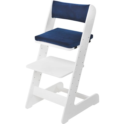 Растущий стульчик Foxyk деревянный белый, с синими подушками