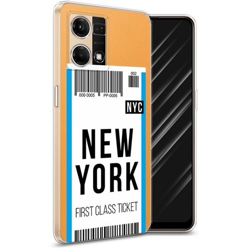 Силиконовый чехол на Oppo Reno 8 4G / Оппо Рено 8 4G Билет в Нью-Йорк, прозрачный