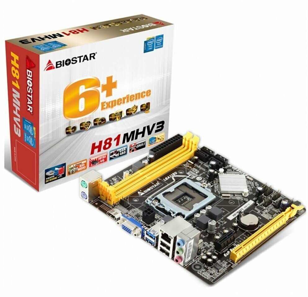 Материнская плата H81MHV3 2.0, Socket 1150, Intel H81, 2xDDR3-1600, D-SUB+HDMI, 1xPCI-Ex16, 1xPCI-Ex