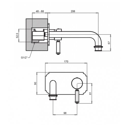 фото Смеситель для раковины (умывальника) cezares olimp blsm2-02-l однорычажный встраиваемый