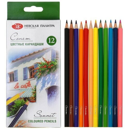 фото Завод художественных красок «невская палитра» карандаши художественные цветные мягкие, зхк "сонет", 12 цветов,