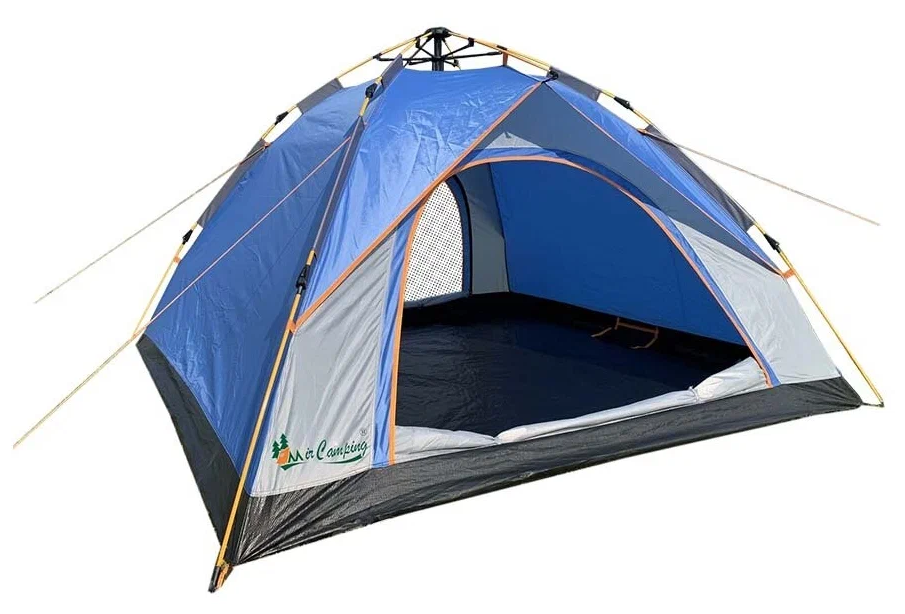 Автоматическая туристическая палатка шатер с доп. тентом / 2-3-х местная / синяя