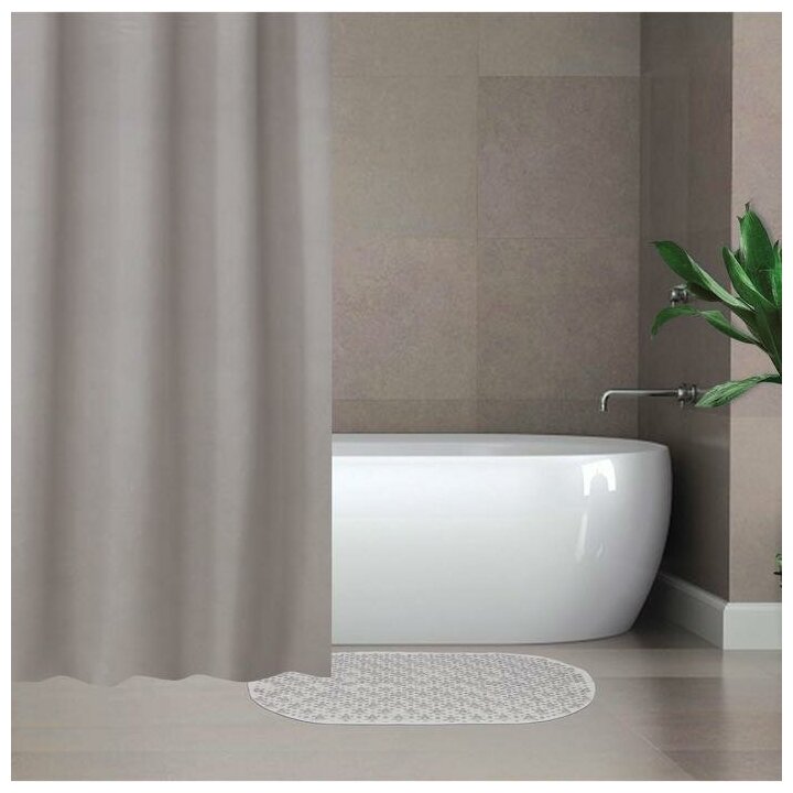 Набор для ванной SAVANNA «Селест»: штора 180×180 см ковёр 38×69 см цвет серебристый
