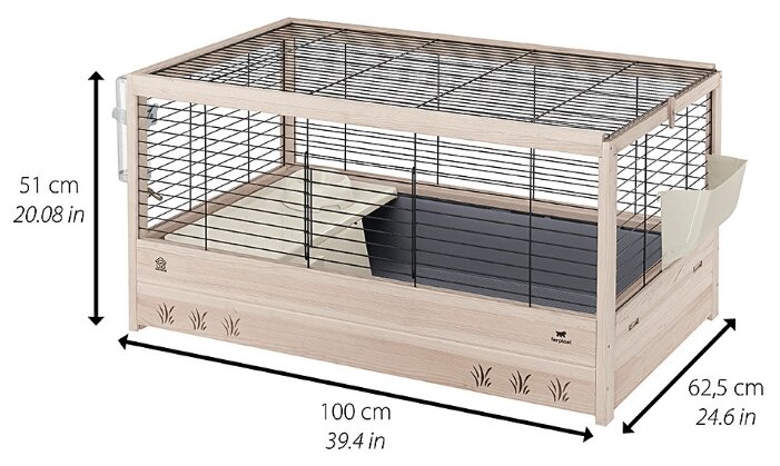 Ferplast клетка ARENA 100 NERA для морских свинок и кроликов, деревянная (100х62х51 см) - фото №5