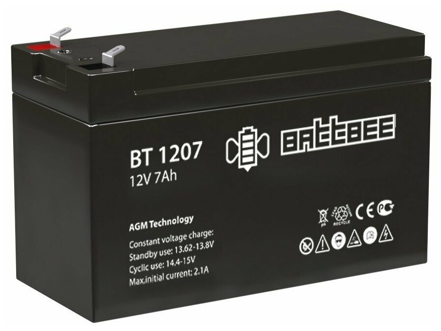 Аккумулятор для ИБП Batbee BT 1207 12 V Вольт 7 Ah Ач 12В 7А/ч