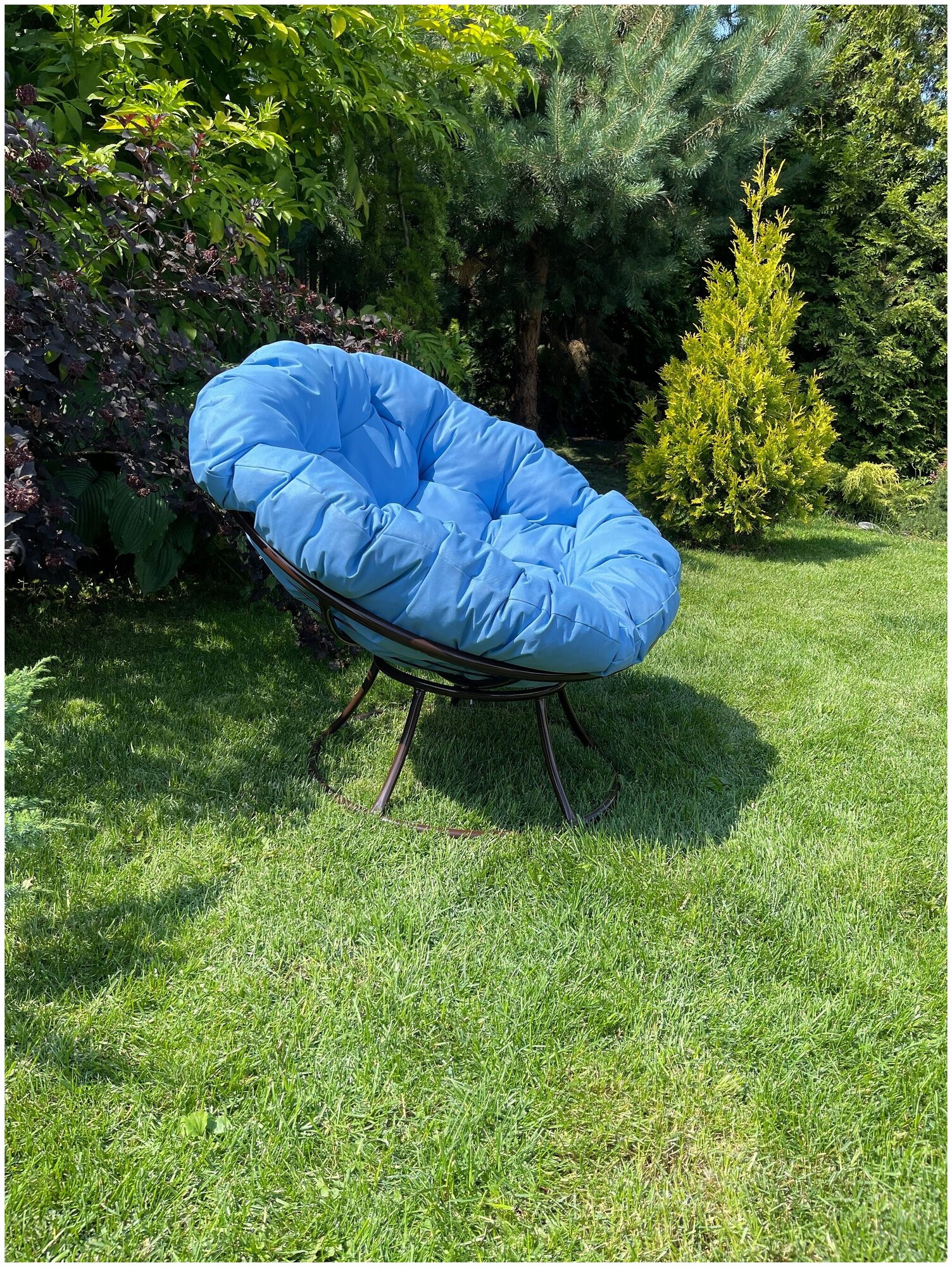Кресло m-group папасан коричневое, синяя подушка - фотография № 5