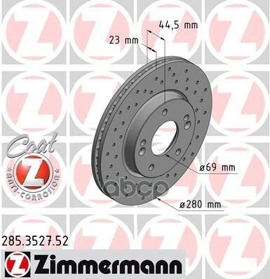 285.3527.52_Диск Тормозной ! Sport Перед. 280X23/44-5X114 Hyundai Elantra Iii/I30/Veloster 1.4-1.8/1 Zimmermann арт. 285352752