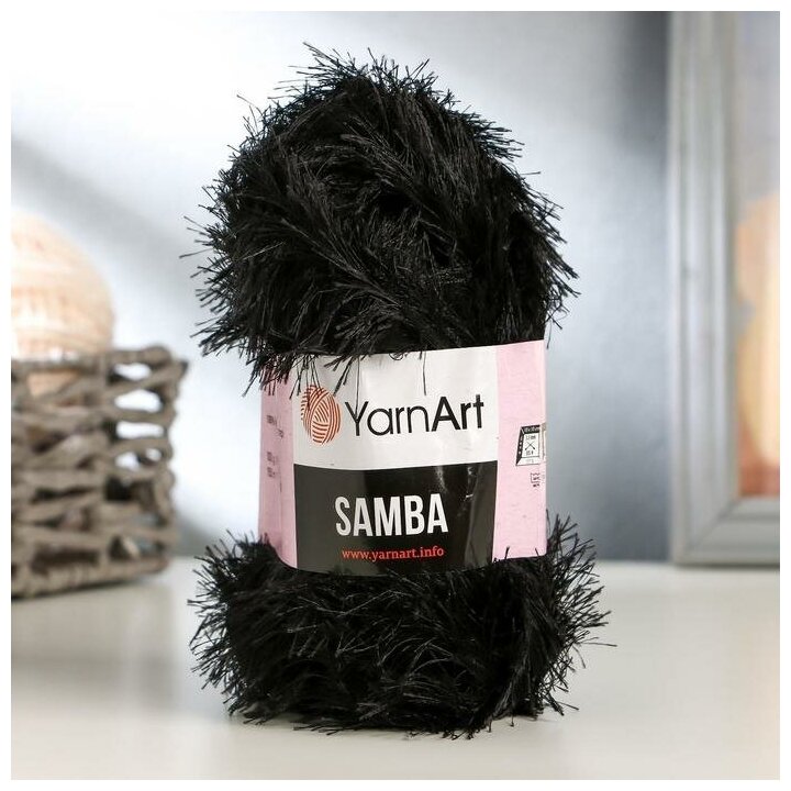 YarnArt Пряжа "Samba" 100% полиэстер 150м/100гр (02 черный)