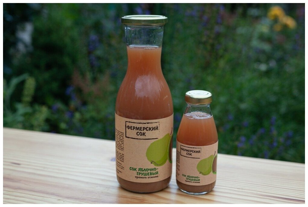 Натуральный сок яблочно-грушевый холодного прямого отжима без сахара, не разбавленный водой 1 литр - фотография № 5