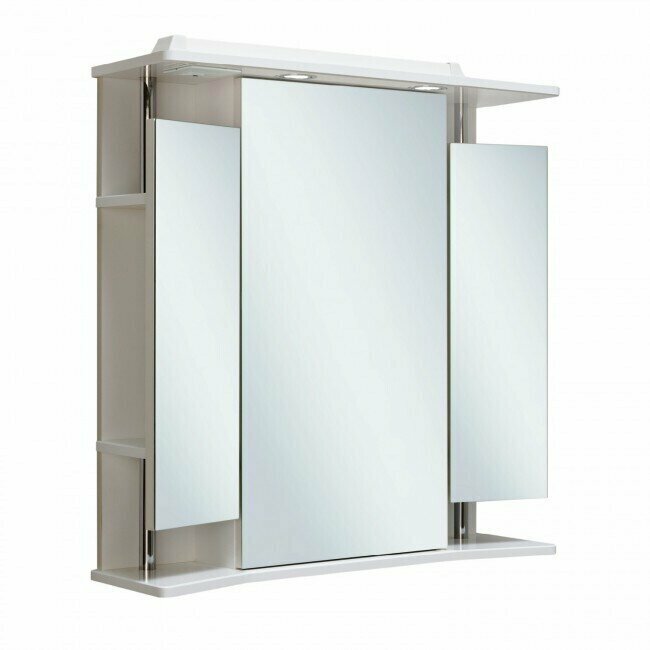 Шкаф в ванную с зеркалом Валенсия 75, с подсветкой, белый