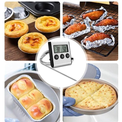 Цифровой кулинарный термометр для мяса с длинным щупом и таймером Термометр кухонный с магнитом, Термощуп для духовки