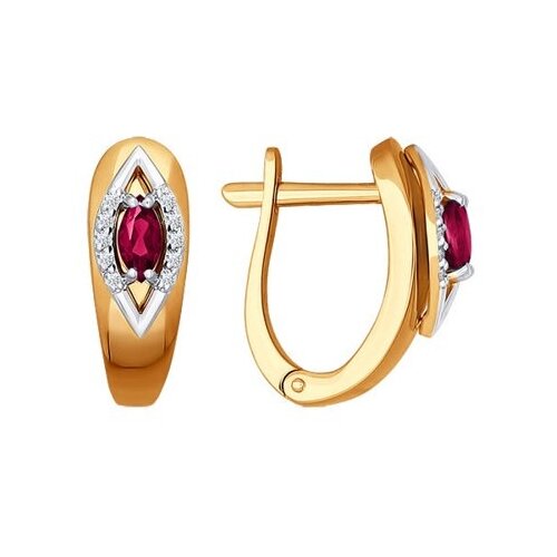 Серьги из комбинированного золота с бриллиантами и рубинами 4020364
