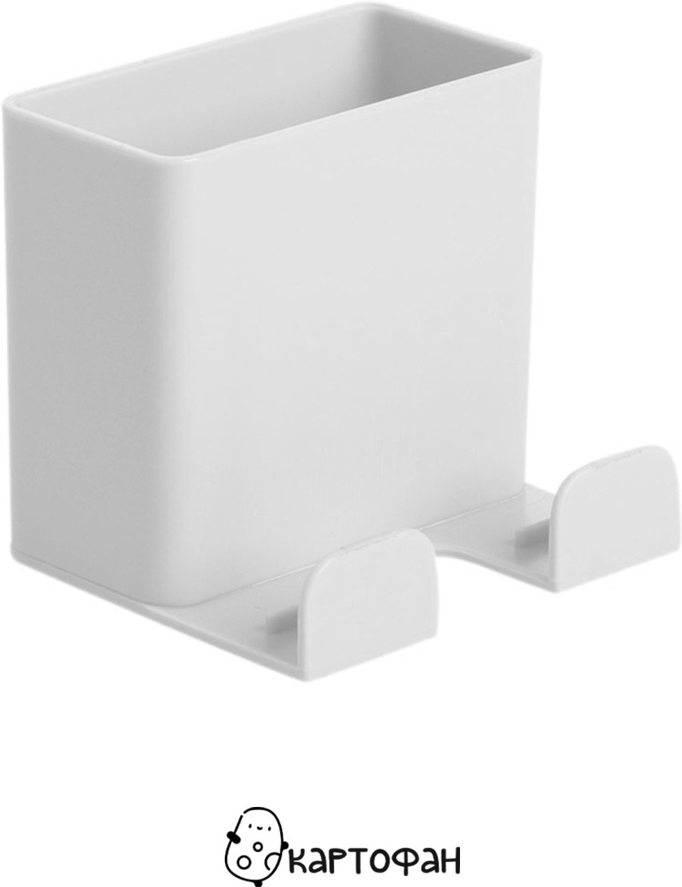 Настенный держатель для телефона (пластиковая подставка для смартфона, пульта, электроники) подвесной органайзер шириной до 6,5 см, белый