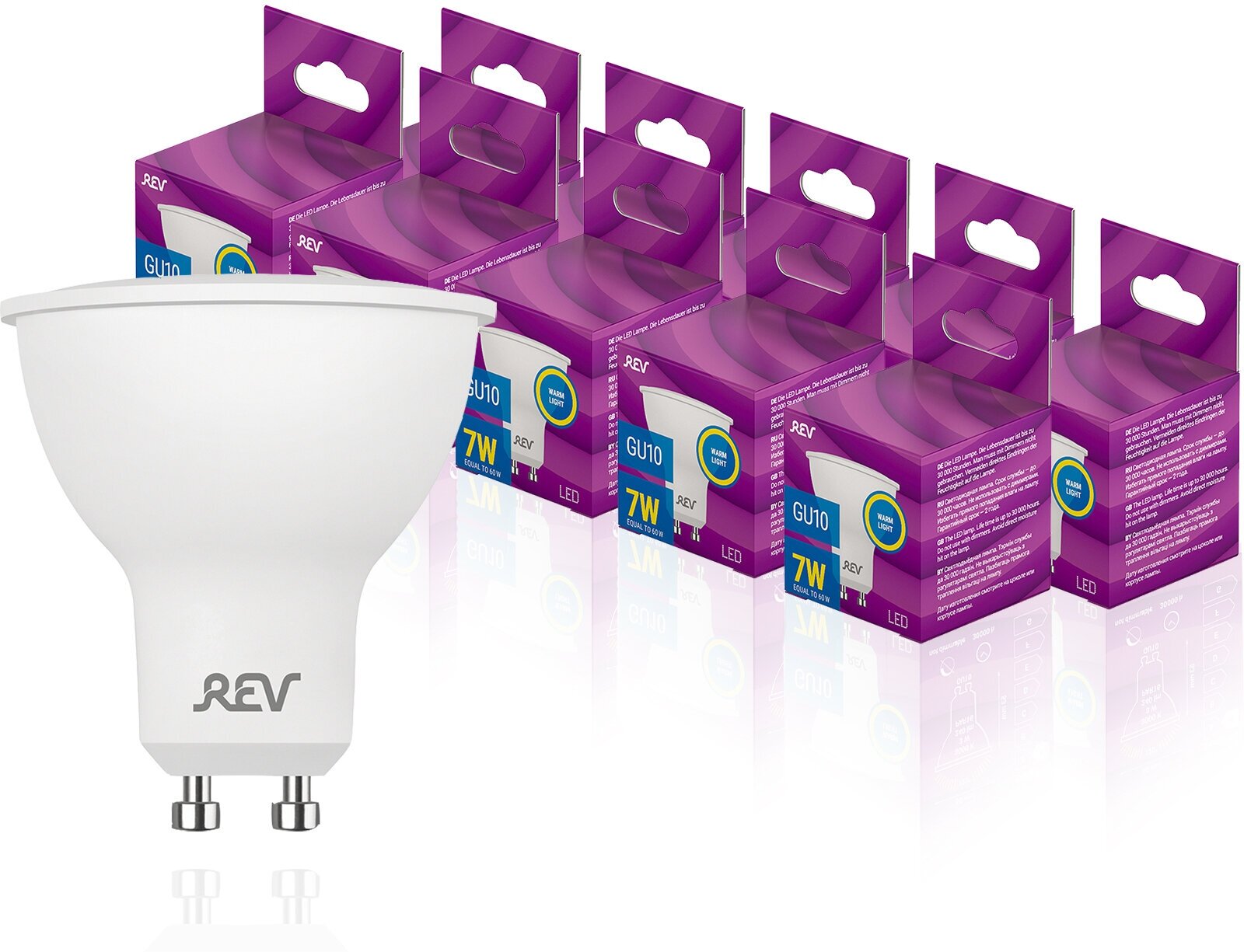 Упаковка светодиодных ламп 10 шт. REV 81089 6, PAR16, GU10, 7Вт, 3000 К - фотография № 2