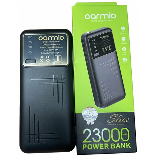 Внешний аккумулятор Power Bank Oarmio 23000 mah M198A 2 USB черный с фонариком