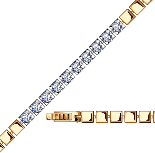 Браслет Diamant online, золото, 585 проба, кристаллы Swarovski, длина 19 см.