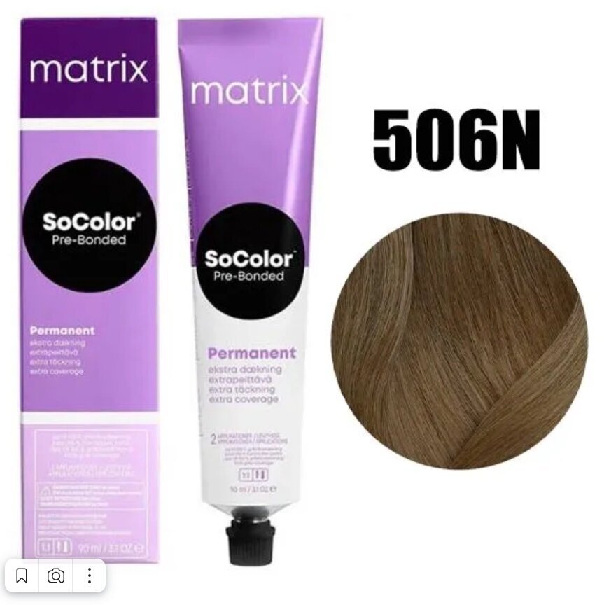 Matrix Перманентный краситель SoColor Pre-Bonded коллекция для покрытия седины, 506N темный блондин, 90 мл