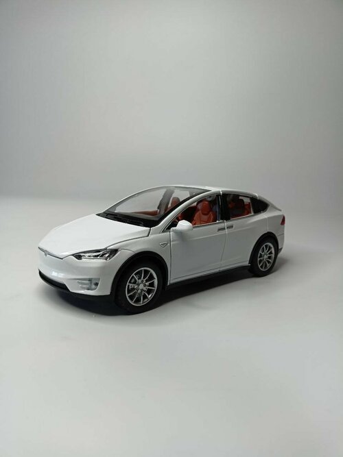Коллекционная машинка игрушка металлическая Tesla Model 3 для мальчиков масштабная модель 1:24 для детей и взрослых белая