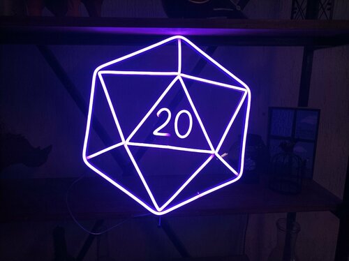 Cветильник светодиодный неоновый 20-гранный Кубик, 40х35 см, фиолетовый