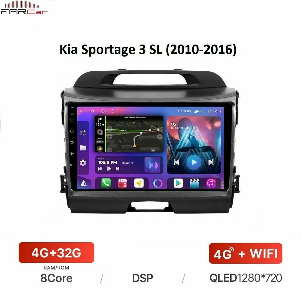 Автомагнитола FarCar для Kia Sportage 3 SL (2010-2016) на Android 12