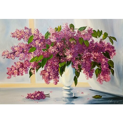 Картина маслом на холсте. Живопись. 100% ручная работа. Художественная мастерская Грёзы. Букет. Сирень. Размер картины 50х70 см.