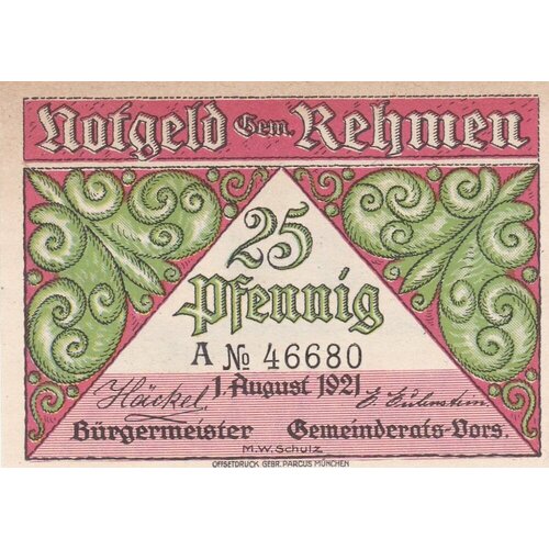 Германия (Веймарская Республика) Ремен 25 пфеннигов 1921 г. (A) (3)