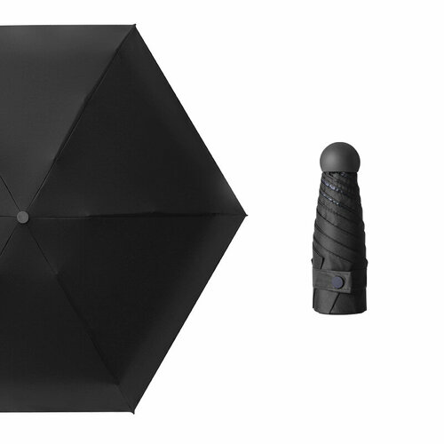 Мини-зонт ECS, механика, 3 сложения, купол 90 см, 6 спиц, система «антиветер», чехол в комплекте, черный