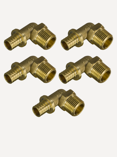 Изображение товара Переход на наружную резьбу угловой TIM - 20 x 1/2" (для труб из сшитого полиэтилена, 5шт.)