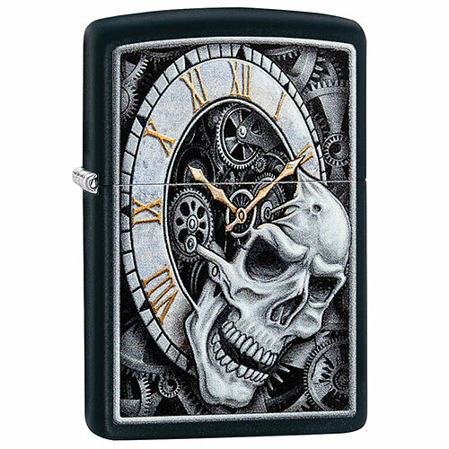 Зажигалка Skull Clock Design с покрытием Black Matte Zippo 29854 GS