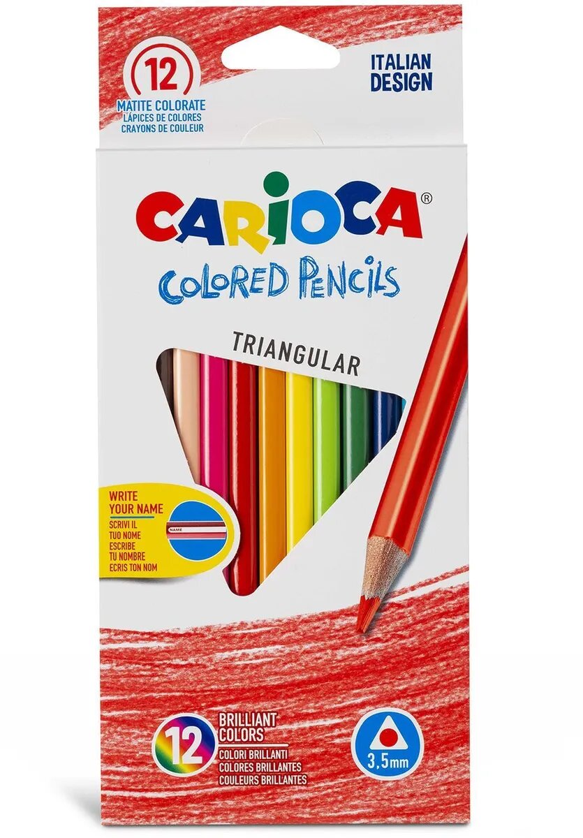 Carioca Набор цветных карандашей Carioca Triangular, трехгранные, 12 цветов
