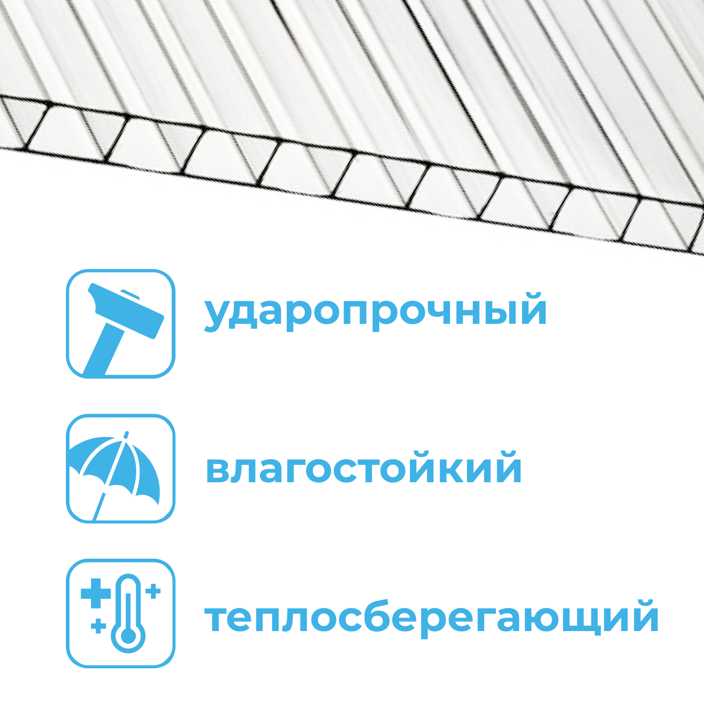 4 мм прозрачный сотовый поликарбонат Sellex Inside гарантия 14 лет, длина 6 метров — фото 1