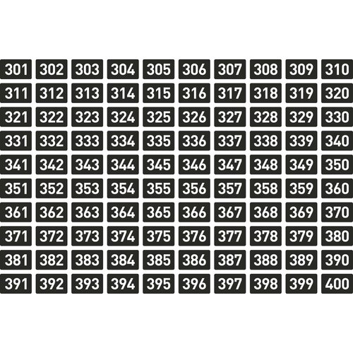 Набор наклеек цифры 301 - 400, 100 штук