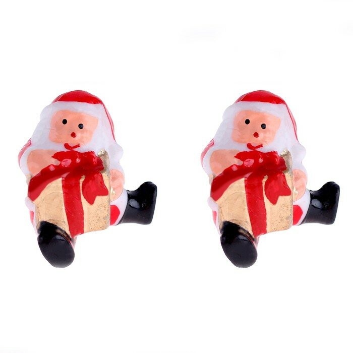 Миниатюра кукольная «Дед Мороз с большим подарком», набор 2 шт, размер 1 шт. — 3,4 × 3,7 см