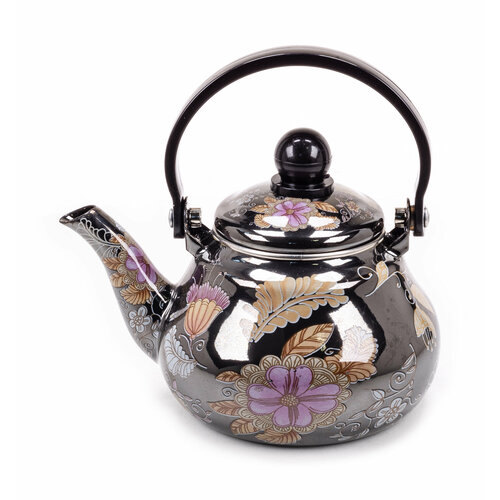 Чайник заварочный металлический Mayer&Boch / Майер Бош 29754 из эмалированной стали, со съемным фильтром, черный, 0.8л / заварник