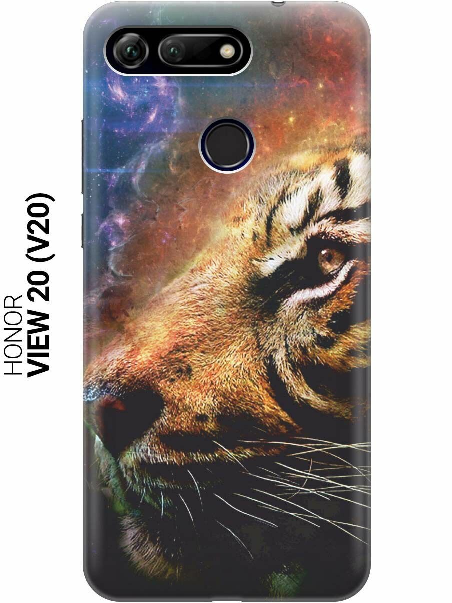 Ультратонкий силиконовый чехол-накладка для Honor View 20 (V20) с принтом "Космический тигр"