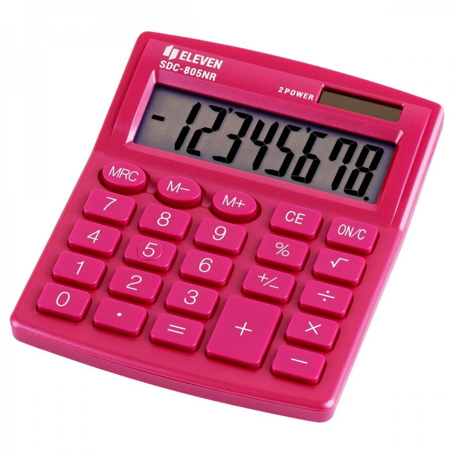 Комплект 3 шт Калькулятор настольный Eleven SDC-805NR-PK 8 разр двойное питание 127*105*21мм розовый