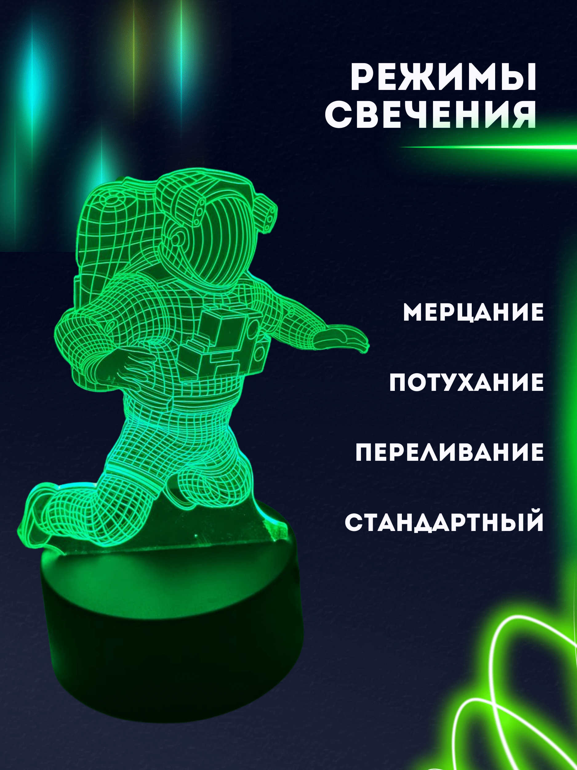 Светильник 3D .Ночник светильник 3D USB.Светильник 3D Космонавт - фотография № 2