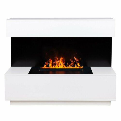 электрический камин realflame modern cassette 630 3d 2 квт 120 см 97 см 40 см белый Электрокамин Modern CST630 WT-P511 с очагом 3D Cassette 630 Black Panel