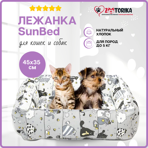 Лежанка для кошек и собак SunBed прямоугольная 