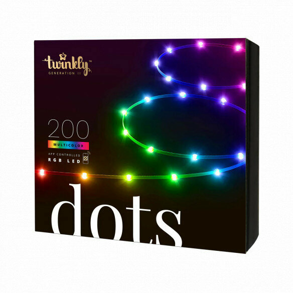 Умная гирлянда Twinkly Dots светодиодная 200 ламп 10 м, черный провод