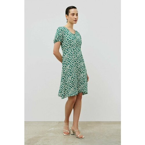 фото Платье baon, вискоза, повседневное, прилегающее, до колена, размер 46, зеленый