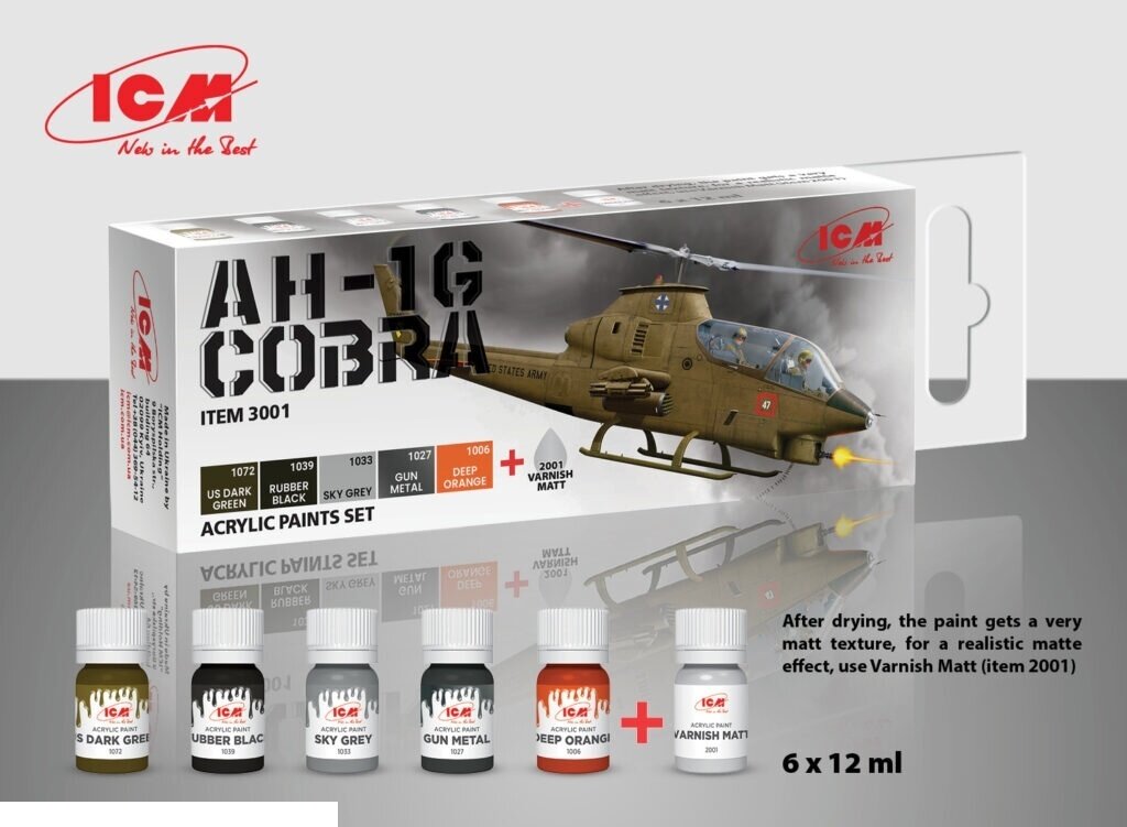 C3001 Набор акриловых красок для Cobra AH-1G (5 красок + матовый лак, по 12 мл)