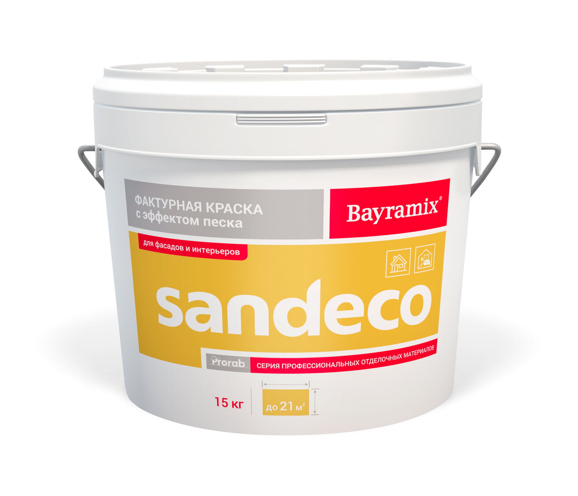 Краска фасадная, белая, База А, Bayramix Sandeco, 15 кг