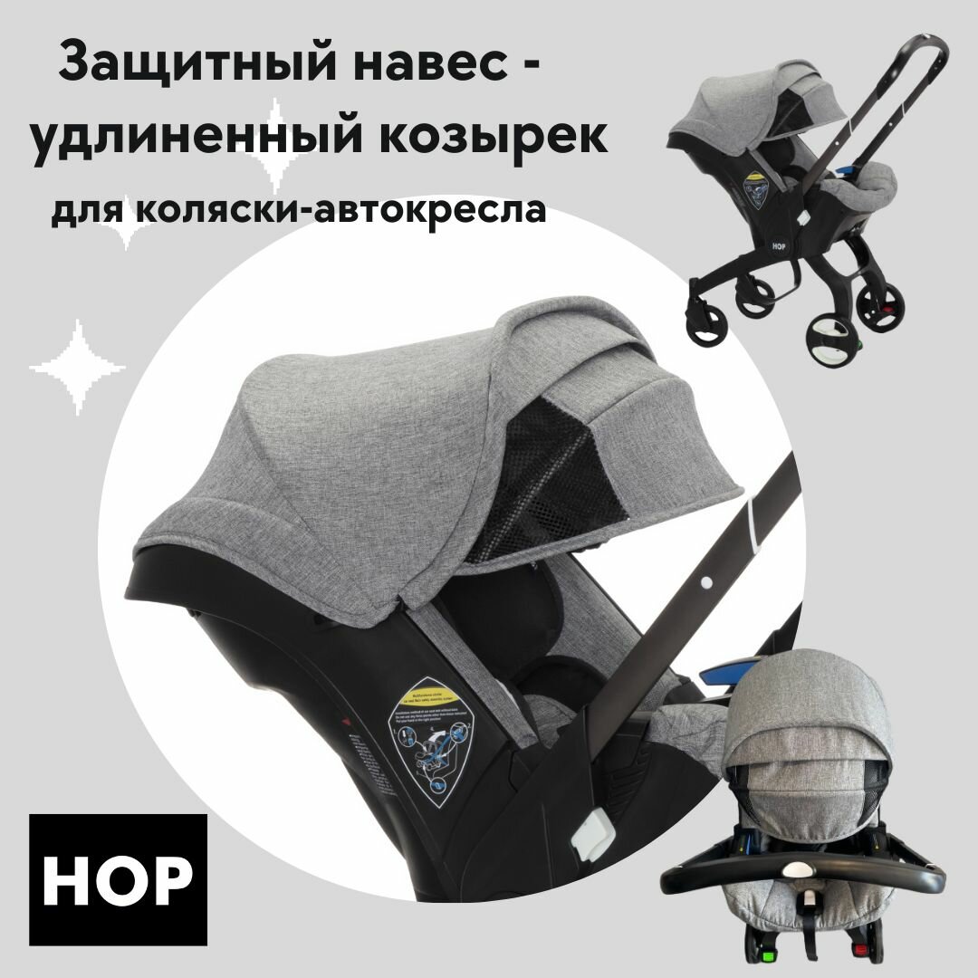 Защитный навес-удлиненный козырек для коляски-автокресла - Grey (серый)