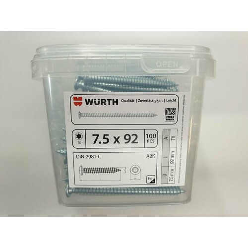 Саморез по металлу DIN 7981-C 7.5x92 (100 pcs) WURTH, Германия